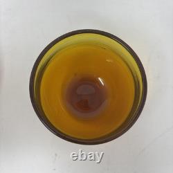 Vtg SET Glassybaby Drinkers Cola Pre-triskelion Low Ball Amber Glass Rare