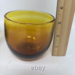 Vtg SET Glassybaby Drinkers Cola Pre-triskelion Low Ball Amber Glass Rare