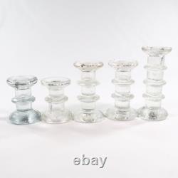 Vtg Timo Sarpaneva Iittala Festivo Glass Candle Stick Holders Set of 5 Finland