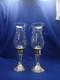 Vtg Towle Sterling Silver Hurricane Candle Holders Pair Etched Glass Sticker