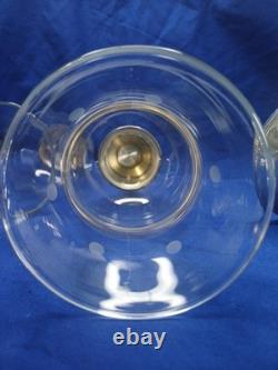 Vtg Towle Sterling Silver Hurricane Candle Holders Pair Etched Glass Sticker