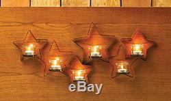 WALL SCONCE SET 15 STARLIGHT Black Iron Candle Holders with Glass Cups NEW