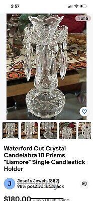 WATERFORD CRYSTAL 10 Prism Lismore Single Candlestick Holder Base Only