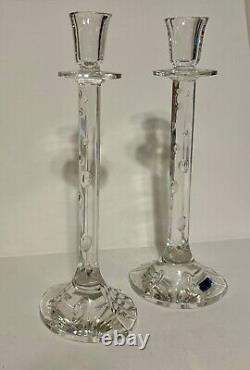 WATERFORD CRYSTAL LARGE 12.5 Candle Stick Holders Rain Drop collection, Marquis