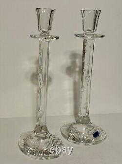 WATERFORD CRYSTAL LARGE 12.5 Candle Stick Holders Rain Drop collection, Marquis