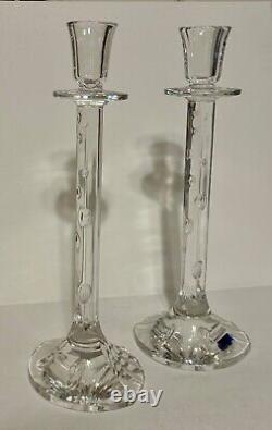 WATERFORD CRYSTAL LARGE 12.5 Candle Stick Holders Rain Drop collection, Marquis