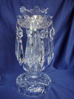 WATERFORD CRYSTAL Pair Candlesticks Candleholders With Prisims Spectacular