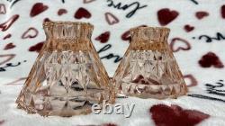WINDSOR DIAMOND 2 Pink Depression Glass Candle Holders CANDLESTICKS