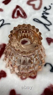 WINDSOR DIAMOND 2 Pink Depression Glass Candle Holders CANDLESTICKS