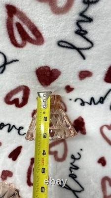 WINDSOR DIAMOND 2 Pink Depression Glass Candle Holders CANDLESTICKS