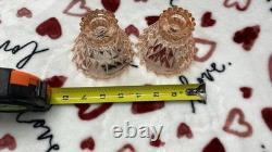 WINDSOR DIAMOND 2 Pink Depression Glass Candle Holders CANDLESTICKS