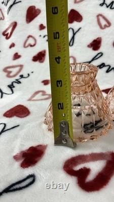 WINDSOR DIAMOND 2 Pink Depression Glass Candle Holders CANDLESTICKS