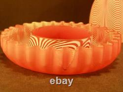 WOW 19c Cranberry Web Nailsea Glass Clarkes Candle Holder Night Light Fairy Lamp