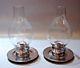 Wow Sterling Silver & Glass Pair Of Candle Holders