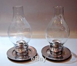WOW sterling Silver & Glass Pair of Candle Holders