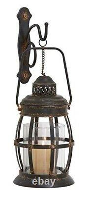 Wall Sconce Metal Glass Candle Holder Lantern Hanging Wall Mount Decor Home New