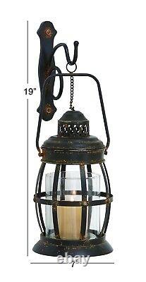 Wall Sconce Metal Glass Candle Holder Lantern Hanging Wall Mount Decor Home New