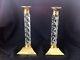 Waterford Cambridge Large Candlestick Holders 11 Crystal & Brass Stunning