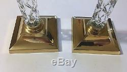 Waterford Cambridge Large Candlestick Holders 11 Crystal & Brass STUNNING