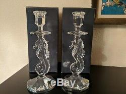 Waterford Crystal 11.5 Seahorse Taper Candlesticks Candle Holders Set 2 withboxes