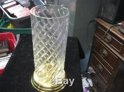 Waterford Crystal 12-1/2 Hurricane Candle Holder with Brass Base