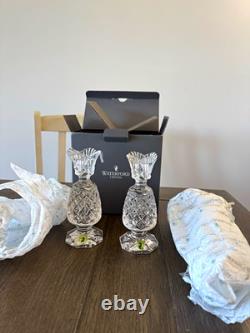 Waterford Crystal 6 HospitalityPineapple Candlesticks Pair New In Box NIB