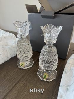Waterford Crystal 6 HospitalityPineapple Candlesticks Pair New In Box NIB