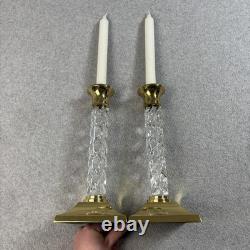 Waterford Crystal Brass Cambridge Candlestick Holders Pair Taper Candle Sticks