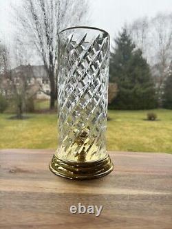 Waterford Crystal & Brass Wyndham Hurricane Candle Lamp w Brass Base 10.5 Tall