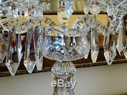 Waterford Crystal Double Arm Candelabras with Bobeches & Prisms Vintage Pair