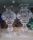 Waterford Crystal Fiona Pattern Non Electric 2-piece Hurricane Lamps 12.5
