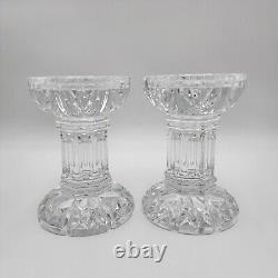 Waterford Crystal Glass Bethany 5.5 Pillar Candle Holders Stands Lot of 2 VTG