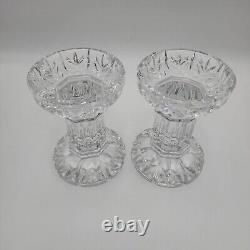 Waterford Crystal Glass Bethany 5.5 Pillar Candle Holders Stands Lot of 2 VTG