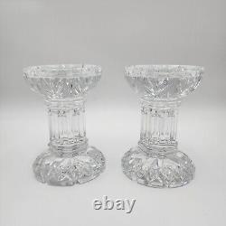 Waterford Crystal Glass Bethany 5.5 Pillar Candle Holders Stands Lot of 2 VTG