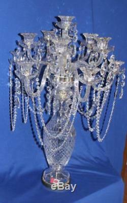 Waterford Crystal Lamp Base, Pendalogues & Swag Prisms 11 Candles Candelabra 33