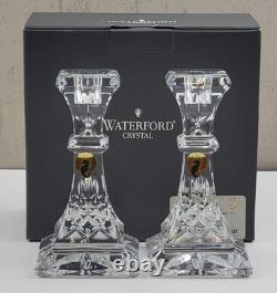 Waterford Crystal Lismore 6 Square Base Candlestick / Candle Holder Set of 2