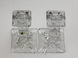 Waterford Crystal Lismore 6 Square Base Candlestick / Candle Holder Set of 2