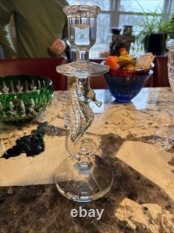 Waterford Crystal Seahorse Candle Candlestick Holders Single