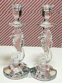 Waterford Crystal Seahorse CandleSticks! 1 Pair! NIB