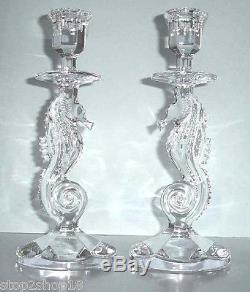 Waterford Crystal Seahorse Candlestick Holders Pair (2) #127994 NEW