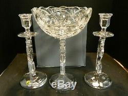 Waterford Crystal Seahorse Candlesticks 158572 & Pedestal Bowl 40018941 In Boxes