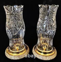 Waterford Irish Crystal Thomas Jefferson Hurricane Candle Holders (2)