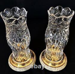 Waterford Irish Crystal Thomas Jefferson Hurricane Candle Holders (2)