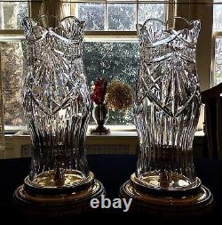 Waterford Irish Crystal Thomas Jefferson Hurricane Candle Holders (2)