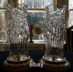 Waterford Irish Crystal Thomas Jefferson Hurricane Candle Holders (2)