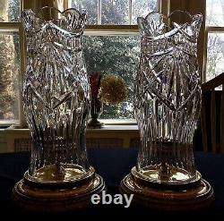 Waterford Irish Crystal Thomas Jefferson Hurricane Candle Holders (2)