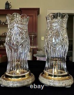 Waterford Irish Crystal Thomas Jefferson Hurricane Candle Holders (2)