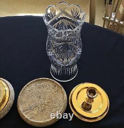 Waterford Irish Crystal Thomas Jefferson Hurricane Candle Holders (2)