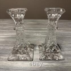 Waterford Lismore 6 Candlestick Holders SET/2 Square Base