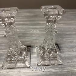 Waterford Lismore 6 Candlestick Holders SET/2 Square Base